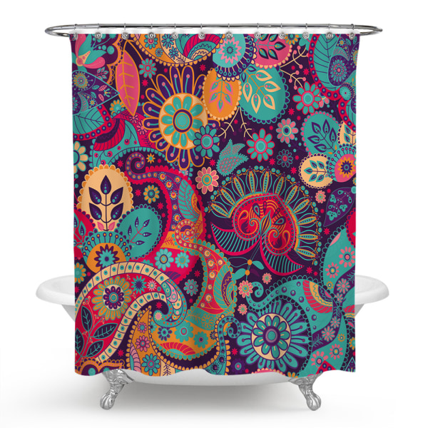 Mandala Ethnic Decor Shower Curtain Retro Geometric Round Pattern