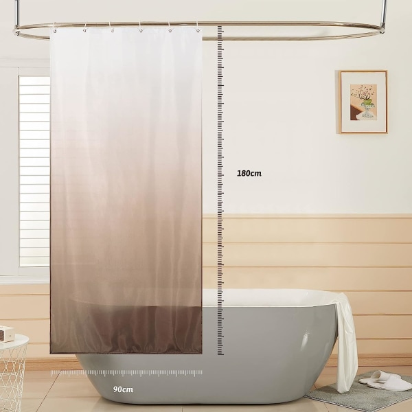 1 stk. 90x180cm (Taupe Gradient) Skimmelbestandig Bruseforhæng Maskine