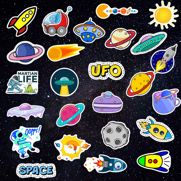 50 stykker inn i planetraketten UFO-astronaut tegneseriegrafitti s