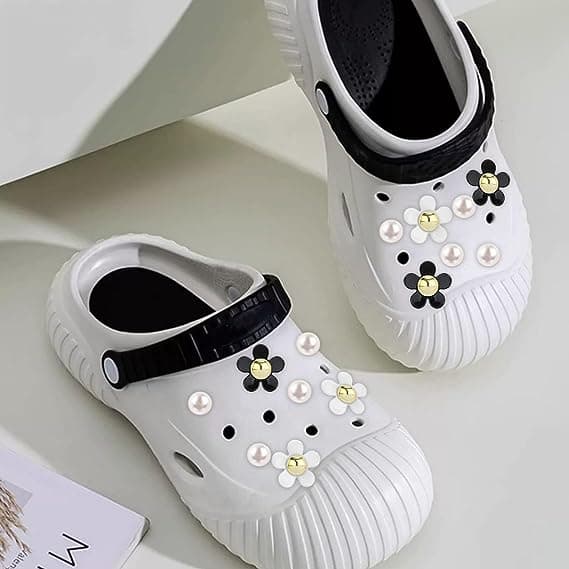 18PCS Perle- og Blomster Croc Charms, Sko Charm Tilbehør til Kvinner