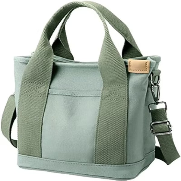 Grön handväska i canvas för kvinnor med stor kapacitet, flera fickor