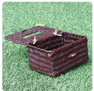 18cm*16cm*12cm, Brun, Rattan Servietkasse Rektangulær Papiræske De
