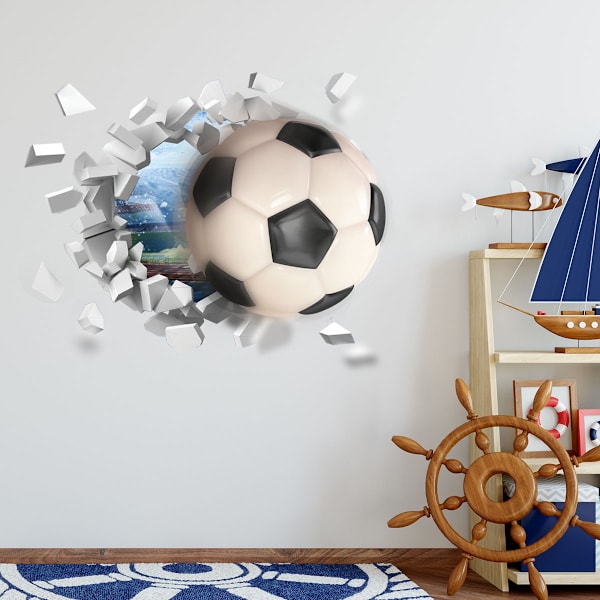 3D fotboll väggdekaler, fotboll dekaler för sovrum för pojkar