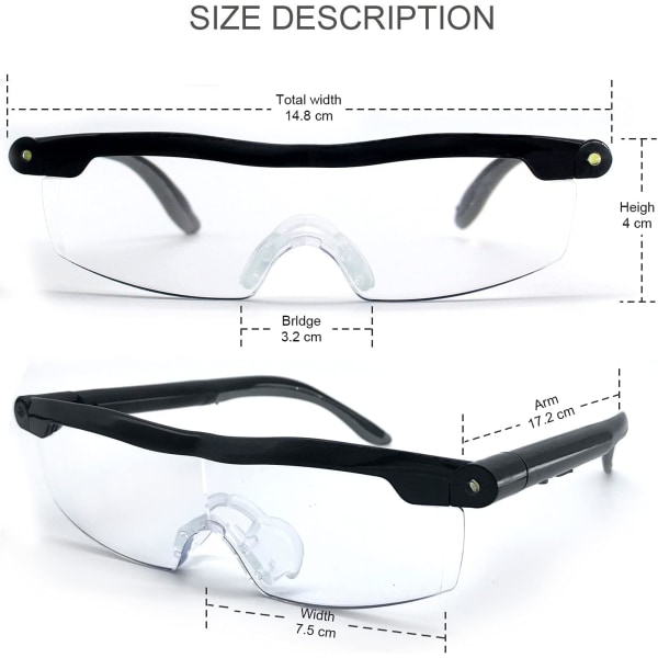 Läsglasögon - Kraftfull synförstoringsglas med LED-ljus, 160 %
