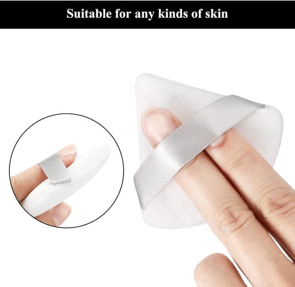 (Hvit) 12 Puff Triangle Face Makeup Puff for Loose Powder Founda