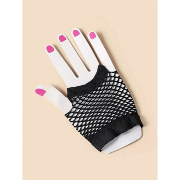 2 par svarta fingerlösa stretch mesh-handskar med mesh-utskärningar