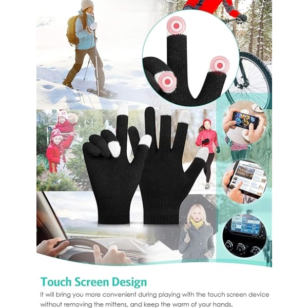 Dyp grå vinter touchscreen hansker stretchy strikkede touchscreen hansker