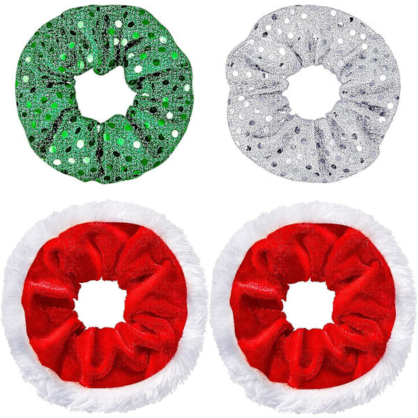 4 stk. jule scrunchie stor størrelse sød elastisk scrunchie hoved