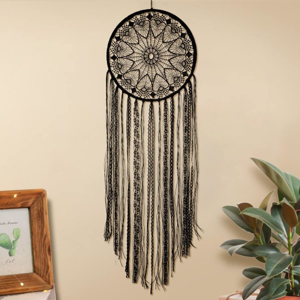 Black Dream Catcher, Handmade Lace Dream Hook for Wall Decor