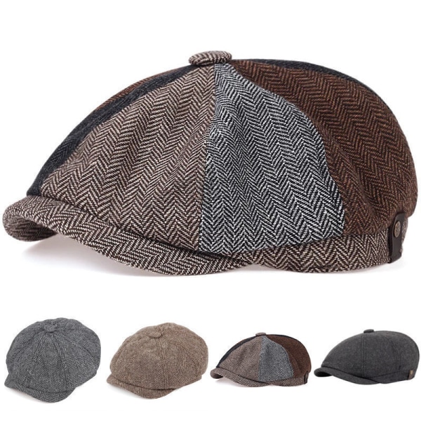 Färgblockering, pojkhattar, platta hattar, tweed Gatsby-hattar, Ivy Iri