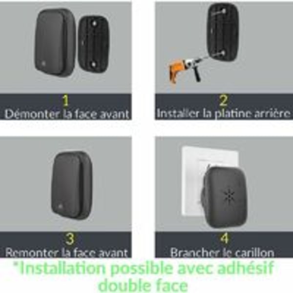 Trådløs og batteriløs dørklokke udendørs vandtæt IP 65 sne R