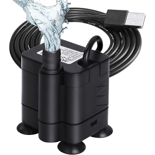 Nedsenkbar vannpumpe, 180L/H USB akvariumpumpe justerbar ultra