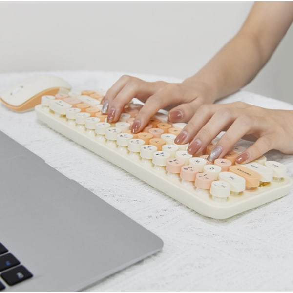 68 taster, mælketefarve, trådløs tastatur og mus kombination,