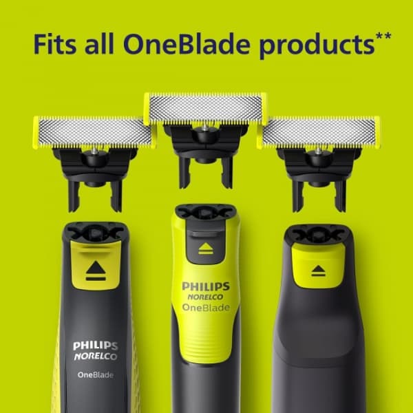 3-pakning med barberblader som er kompatible med Philips Oneblade Replaceme