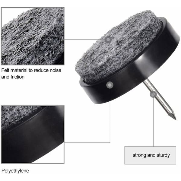 48 st möbelglid med spik, runda glidkuddar Ø 24 mm Anti-Scratch