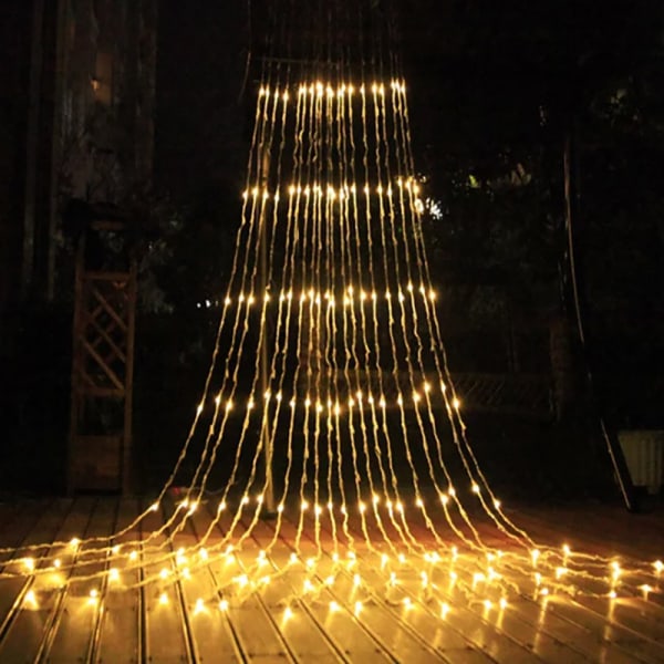 Fairy Curtain Light, inomhus utomhus vattenfall ljus jul Fe