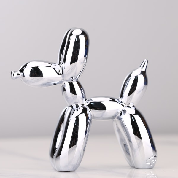 Glanspläterad ballong (silvergrå, 17 cm) Hundstaty samlarobjekt