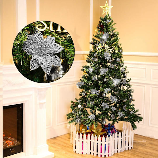 Silverfärgad 24-delad julstjärna glitter julgran