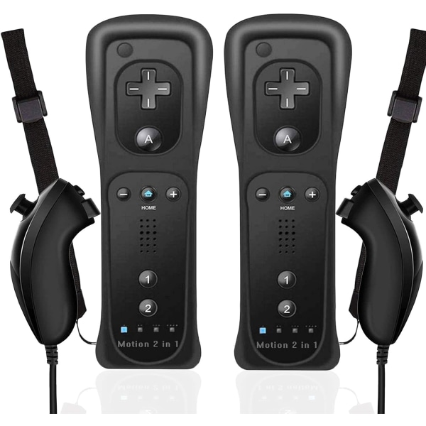 2 STK 2-i-1 fjernbetjening til Wii med Motion Plus og Nunchuck,