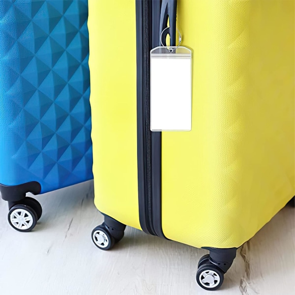 6-pack resväskelapp med dragkedja och stålspännen, bagagelappar,