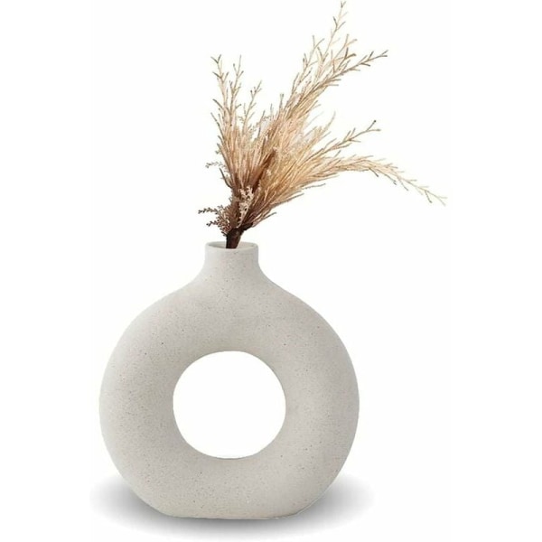 1 stk Vase, Keramisk Vase Boligindretning Minimalistisk Deco Hvid Vege