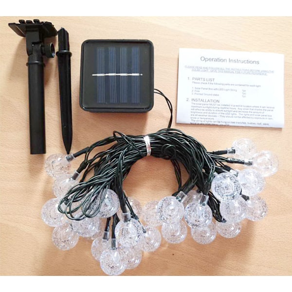 Solcellslingor, ljusslingor 50 LED kristallkulor IP65 Vatten
