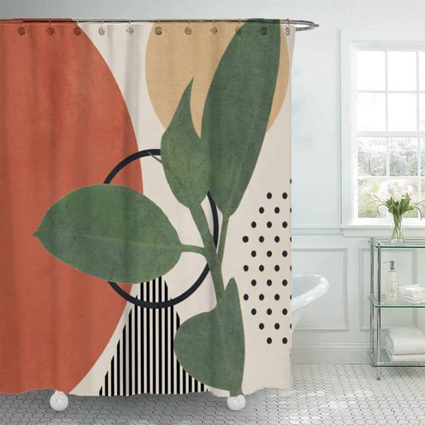 Enkel geometrisk duschdraperi badrum polyester vattentät sho