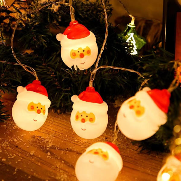 1 st Santa Claus julbelysning krans, 10 LED julsnögubbe