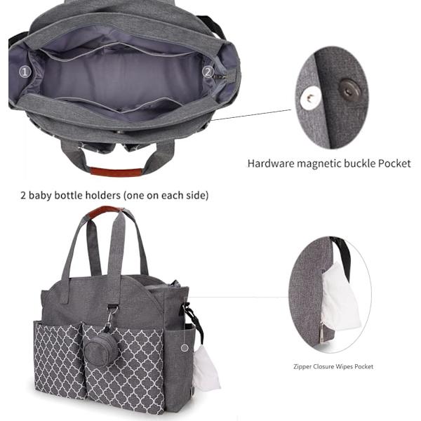 （Svart）Baby Nappy Changing Bag Tote Blöja Väska Ryggsäck med Shou