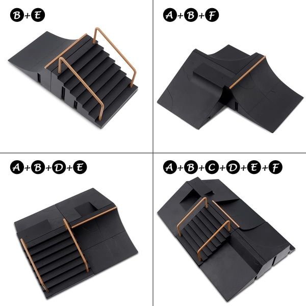 Mini Skateboard Rampe og Tilbehørssæt, Skate Park Deck Truck Boa