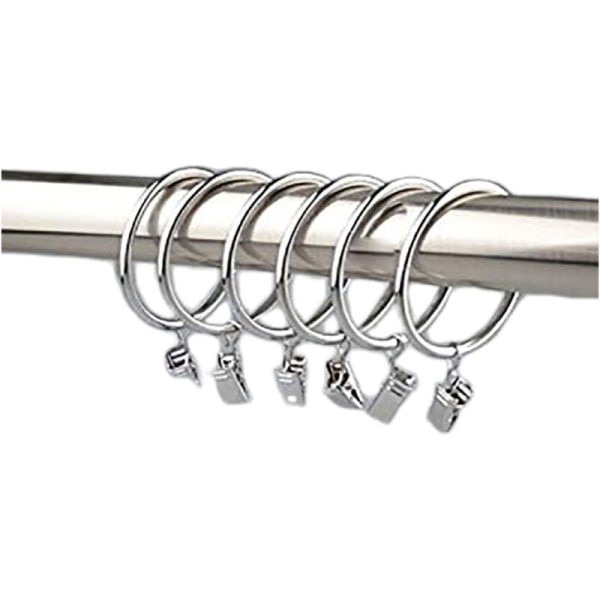 10 nikkel sateng gardinringer med klips - innvendig diameter