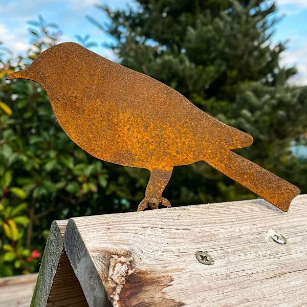 Linnut puuhun - Metalliset puutarhakoristeet - Luonnollinen ruosteen patina