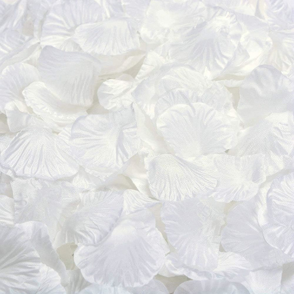 Silke Rosebladbryllupsblomsterornament (Hvit) 500g