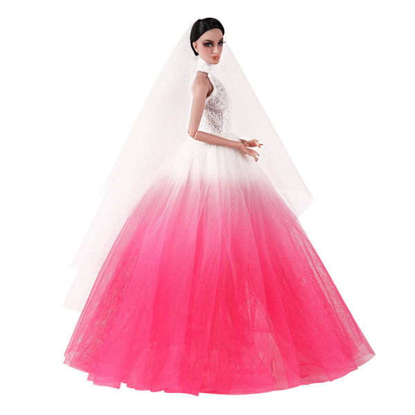 1 stk. Barbie dukke gradient pulver brudekjole tøj og tilbehør