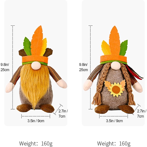 2 stk. Thanksgiving Gnome - 9,8'' Thanksgiving Gnomes Hjemmeindretning