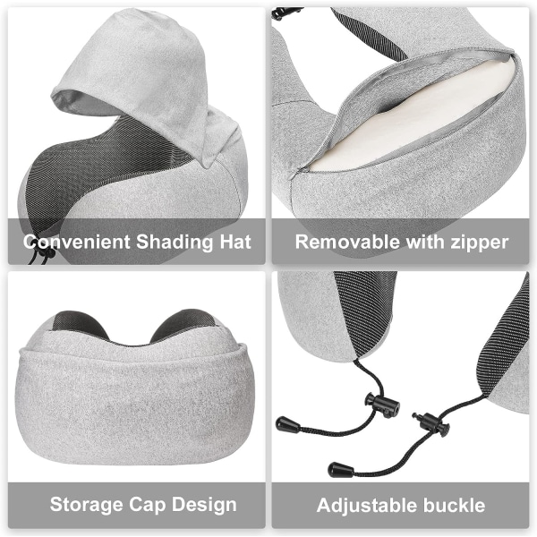 Amazon Brand - Matkakoriste, Muistivaahto Matkatyyny, Hupullinen