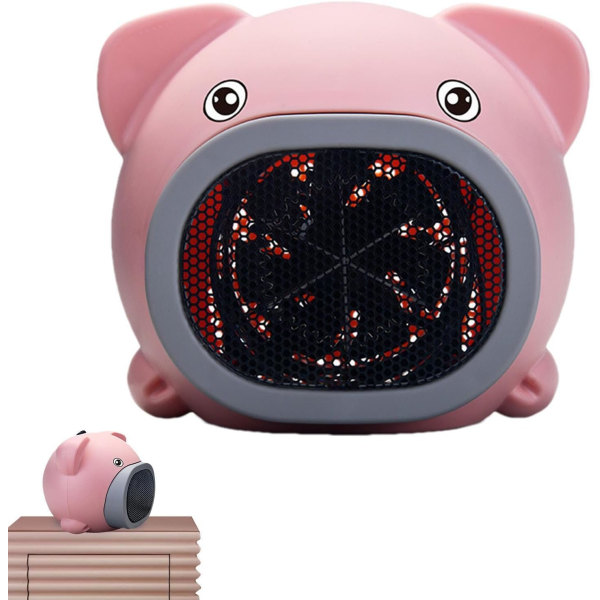 Pink Pig Bordsvärmare - Mini Keramisk Kylare - Snabbvärme Cer
