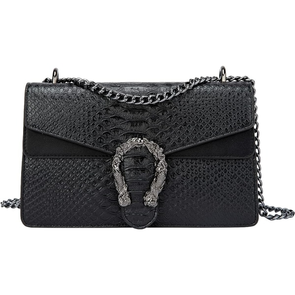 Elegant kedja handväskor för kvinnor - Lyx ormskinn Print Läder