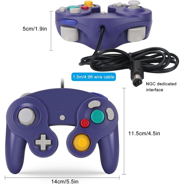 Gamecube Gamepad, 2 pakker klassisk gamepad med vibrasjonsjoystick