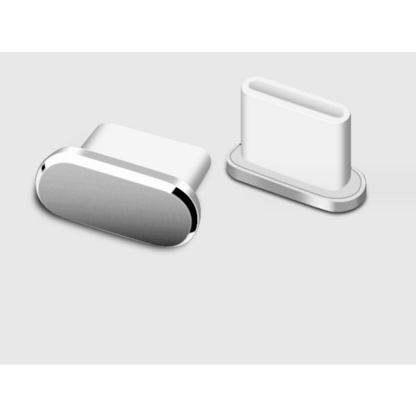 Silverfärg 4 delar USB C Dammplugg Typ C Cover Kompatibel