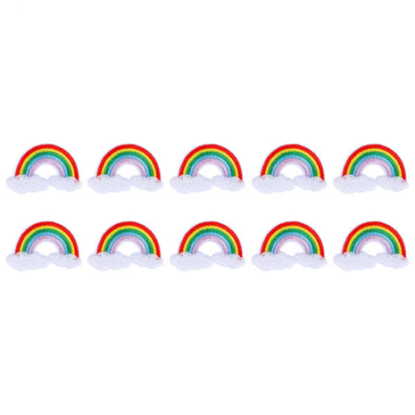 10 kpl Värikäs Kangas Patch Clouds Rainbow Pattern Embroidery App