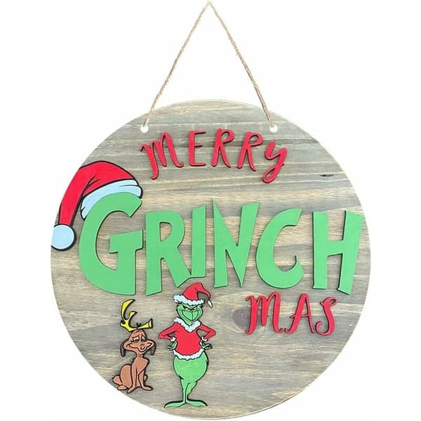 12 tommer Grinch julepynt, julevelkomstdørskilt,