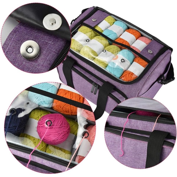 Stor stickväska, stickväska Förvaring för textilgarn, Knitti