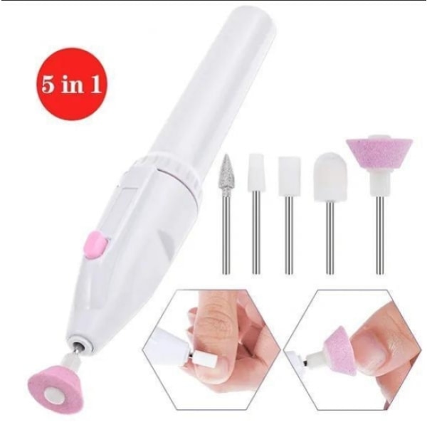 Elektrisk nagelfil - Elektrisk fil - Set med 5 vita