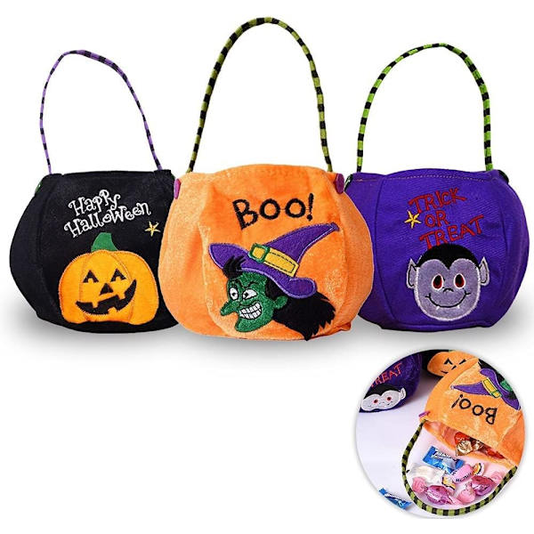 Halloween-karkkipussi, 3 kappaletta kurpitsapussia, Halloween-vampyyri-noita