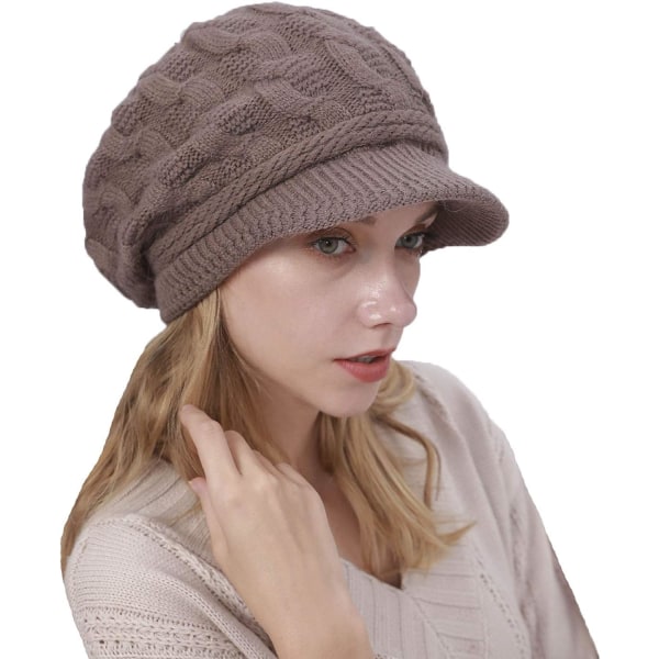 Snygg vinterhatt för kvinnor med brätte, vintage vintermössa för kvinnor, Wo