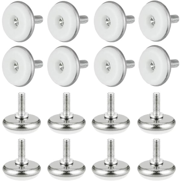 M6*15*30mm, Hvid, 16 stk. Justerbar Fod i Plastik og Metal