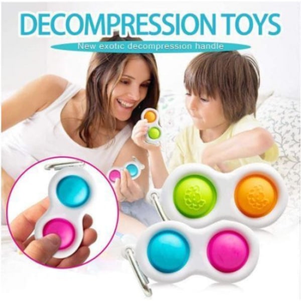 3-pack Pop It Finger CE-godkänd sensorisk Simpl Dimple - Nyckelring