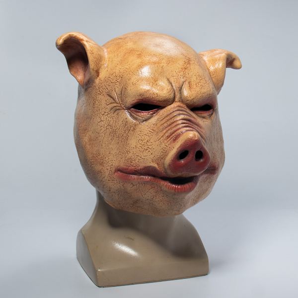 Latex Gris Maske, One Size，26*30*25cm
