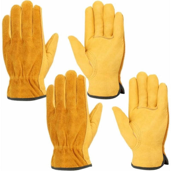 Læderarbejdshandsker, 2 pak vandtætte dobbeltfingerhandsker, til